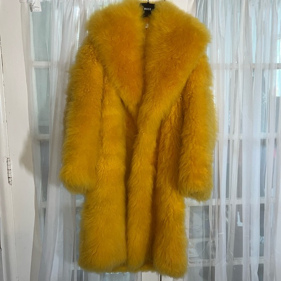 michael kors marigold goat fur coat Women's Small Outerwear yellow